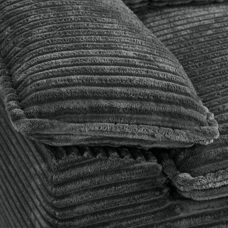 Rossetta Modern Modular Luxurious Corduroy-Fleece Fabric Double-Layer Cushion Design Deep Seat Sofa with 1 Ottoman