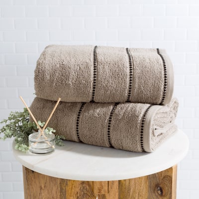 2-Piece Washable Bathroom Towels Set - Made From 100% Zero Twist Cotton - Quick Dry and Absorbent by Lavish Home (Taupe)
