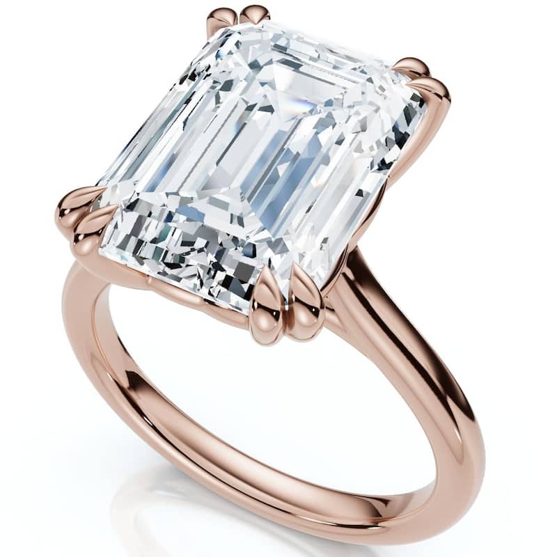 Bliss Diamond Certified 6Ct Emerald Cut Diamond Solitaire Ring Gold Lab Grown - 4 - Rose