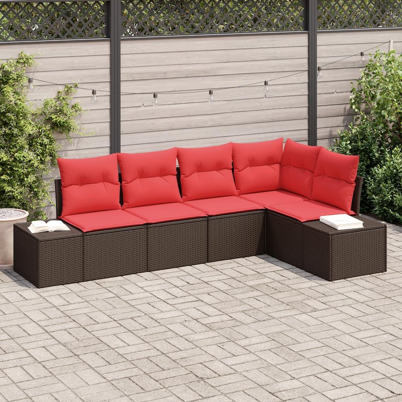 vidaXL 6 Piece Garden Sofa Set with Cushions - 103.9×60.6×27.2 - Brown