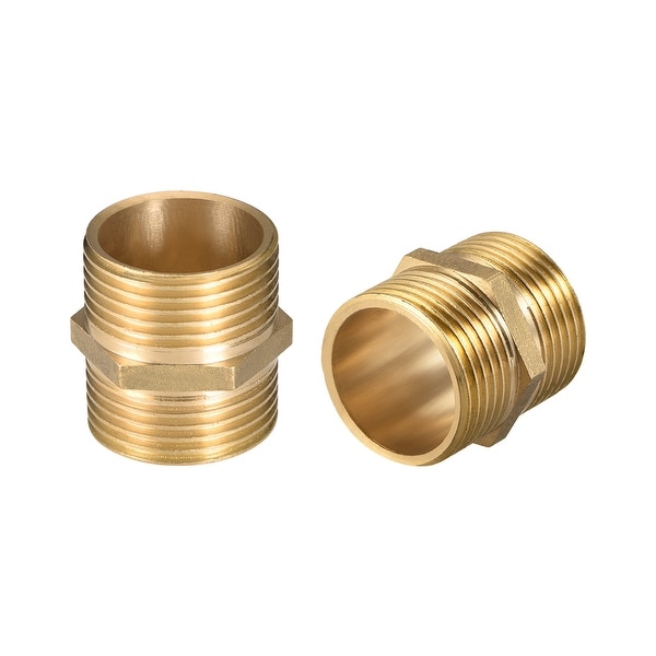 Brass Pipe Fitting, Hex Nipple, 1" x 1" G Male Thread Pipe Brass Fitting 2pcs - 1" G Male 2pcs