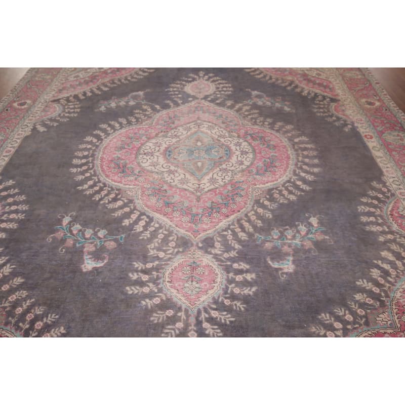 Tabriz Persian Vintage Rug Hand-Knotted Wool Carpet - 9'9"x 11'8"