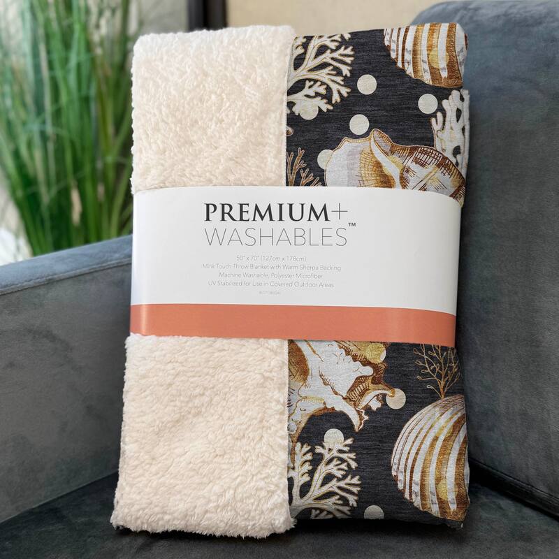 Premium Machine Washable ASB185 Seashells Sherpa Throw Blanket