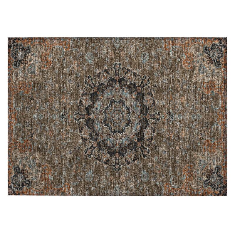 Machine Washable Indoor/ Outdoor Traditional Awaka Chantille Rug