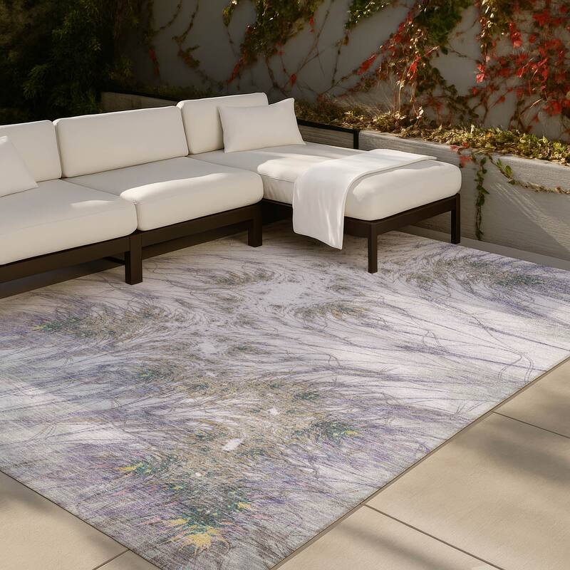 Machine Washable Indoor/ Outdoor Modern Cheraw Chantille Rug