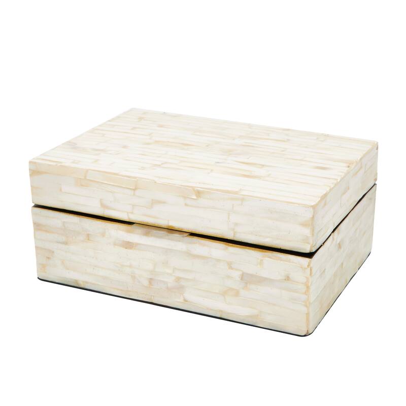 Mother of Pearl Handmade Geometric Box with Hinged Lid (Set of 2)