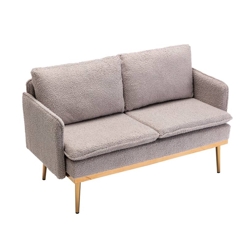 Polyester Upholstered Living Room loveseats sofa With Golden Legs