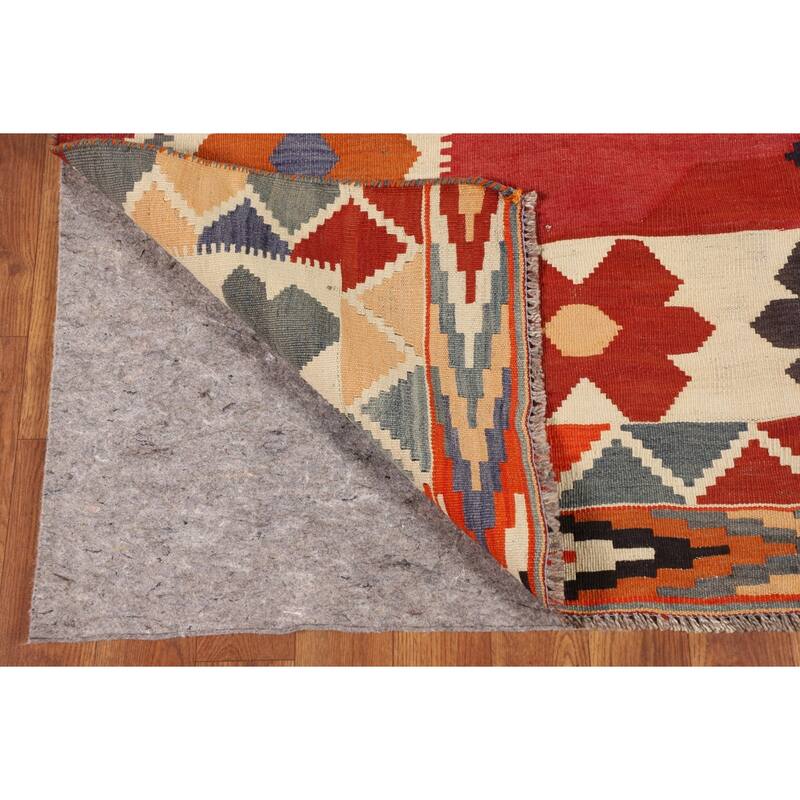 Kilim Qashqai Persian Vintage Rug Hand-Woven Tribal Wool Carpet - 5'1"x 8'2"