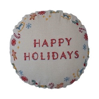 Cotton Slub Printed Pillow with Embroidery