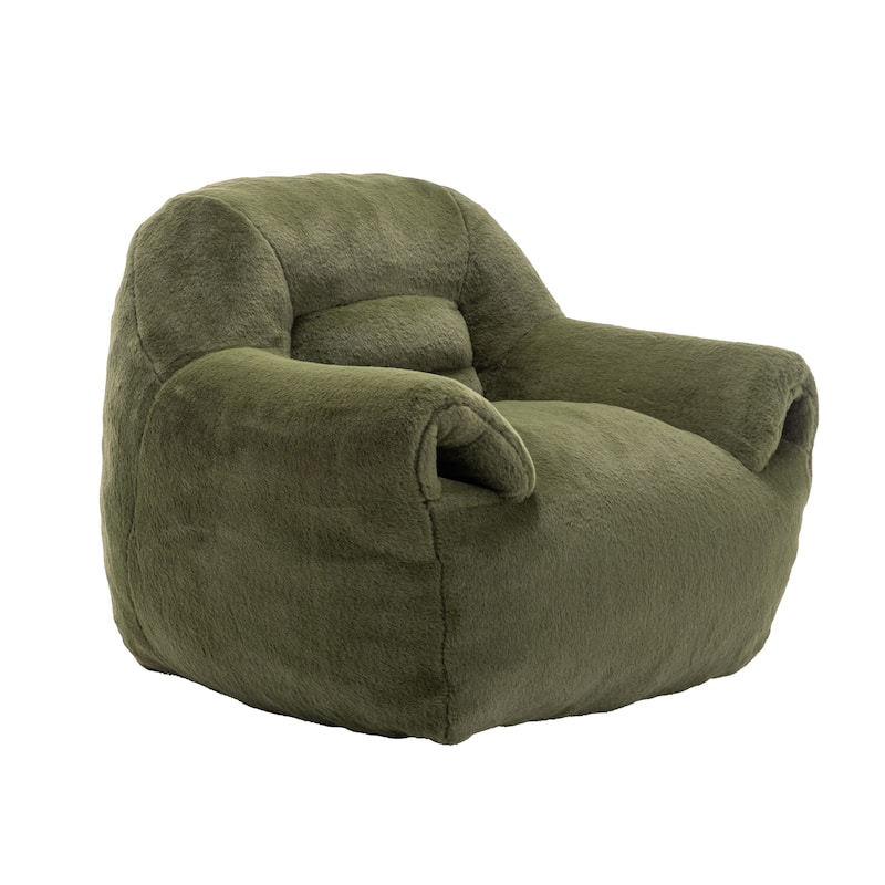 Comfy Bean Bag Sofa With Back Support, Faux Fur Bean Bag Chair For Adults And Kids