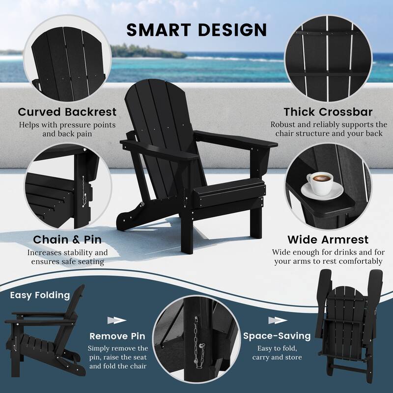 Laguna Outdoor 5-Piece Adirondack Chair With Round Coffee Table Conversation Set