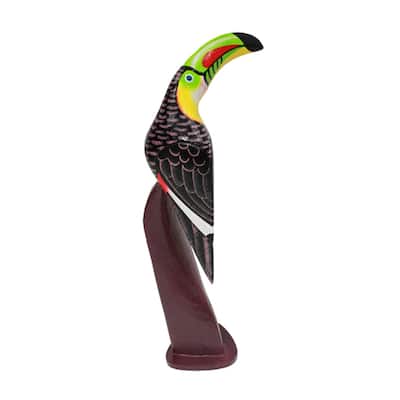 Small Wood Toucan Figure Coastal Beach House Decor Decoration