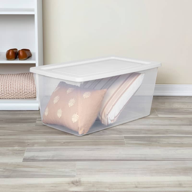 Sterilite 90 Qt Storage Box, Stackable Plastic Container, Home Organizer, 8 Pack - 4.87