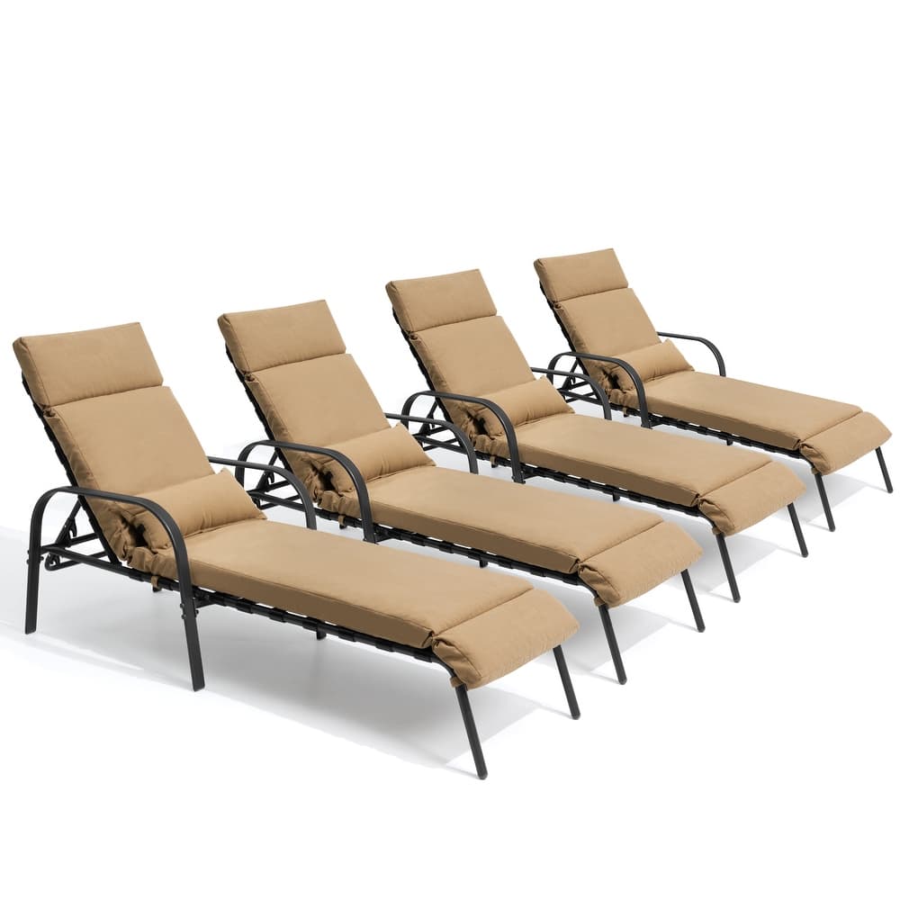 VredHom Outdoor Adjustable Chaise Lounge Chair with Cushion and Pillow - N/A