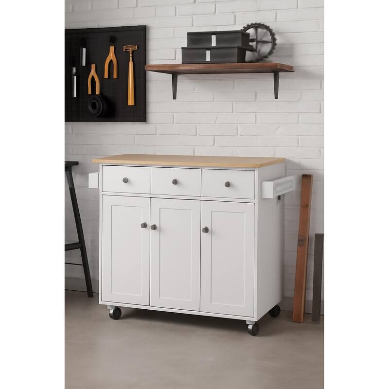 Homy Casa Mobile Work Cabinet with Drawers and Rolling Storage, White