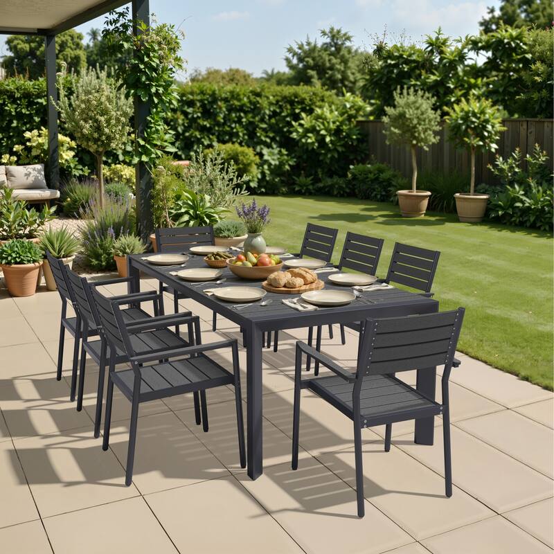 Pellebant Premium Outdoor Patio Aluminum Dining Table with Umbrella Hole