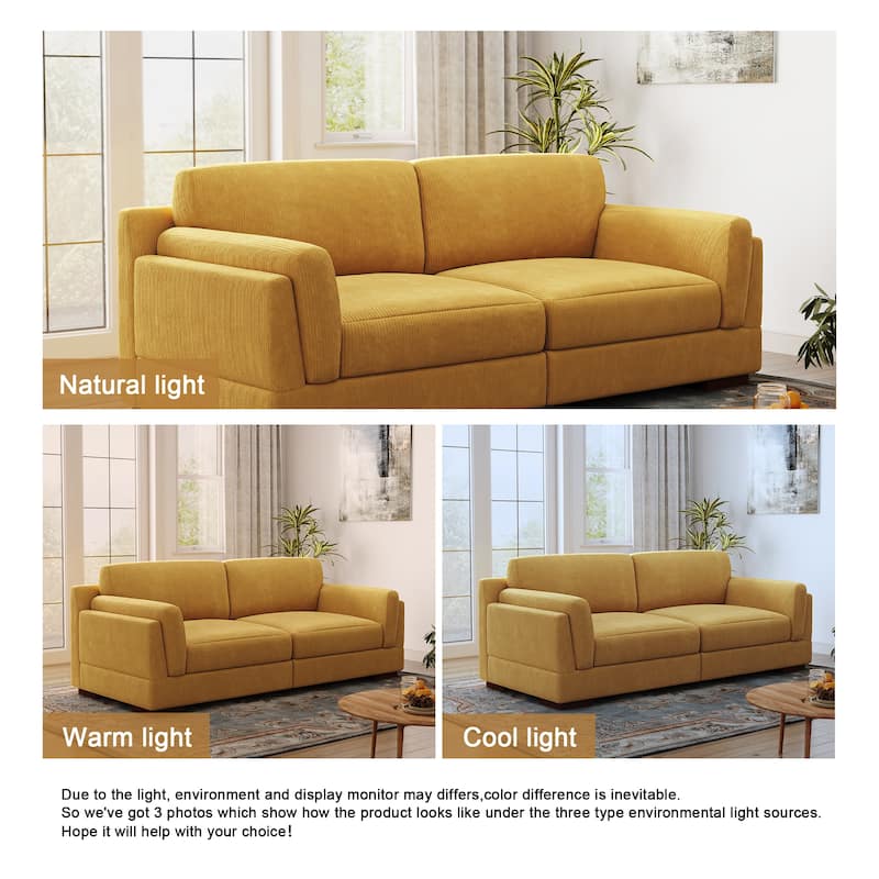 90.2"W Corduroy Upholstered Living Room Sofa