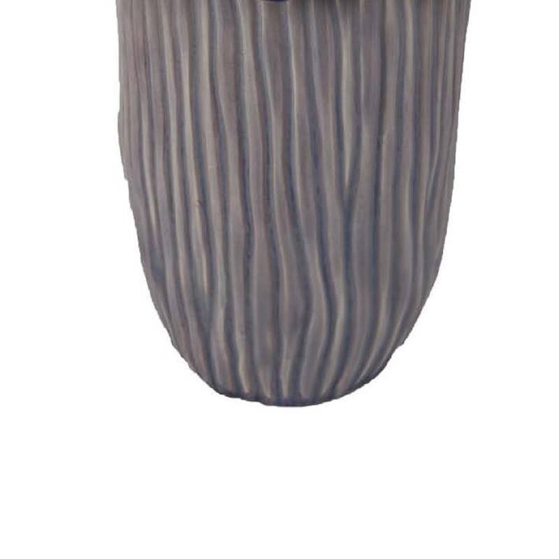 Kiana Decorative Vase, Gray Ceramic Flared Scales Rim Accent, 13 Inch