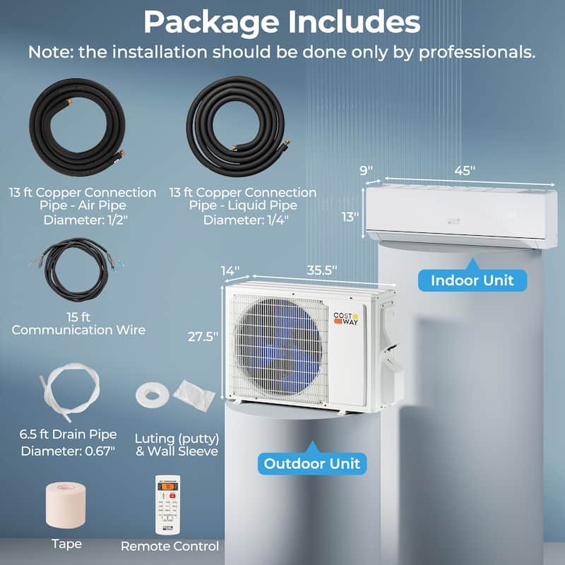 Costway 18000 BTU Mini Split Air Conditioner & Heater 25 SEER2 - See Details