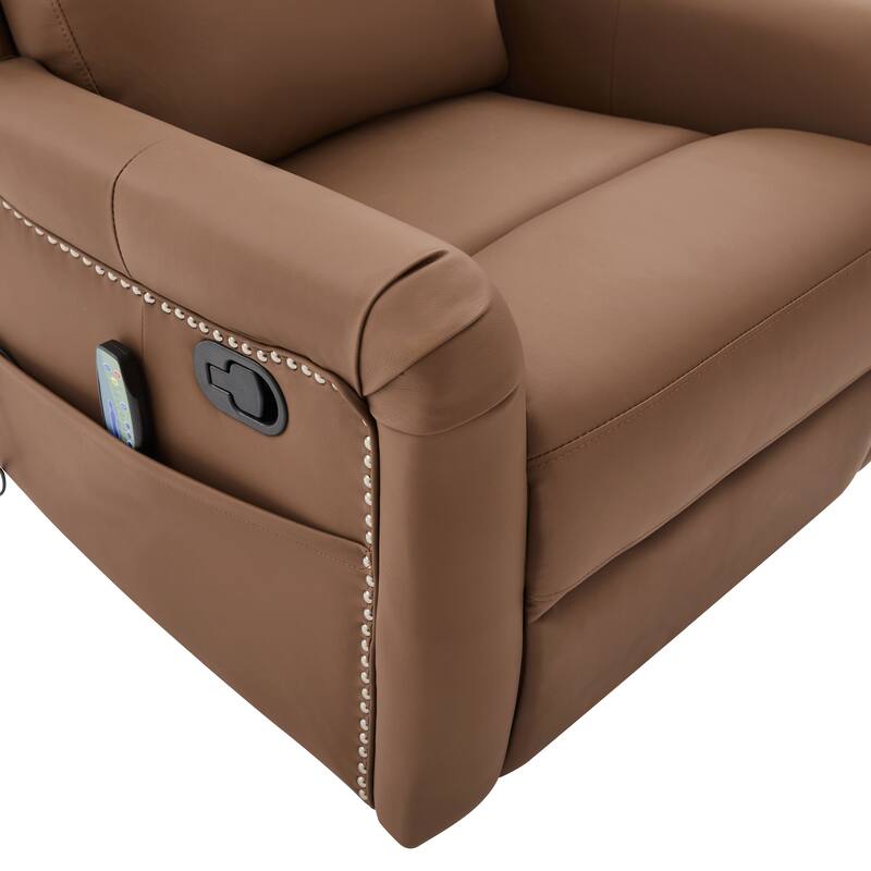 Christopher Knight Home - Modern Upholstered Swivel Recliner Chair with 8-Point Massage, Heating, and Storage Pocket