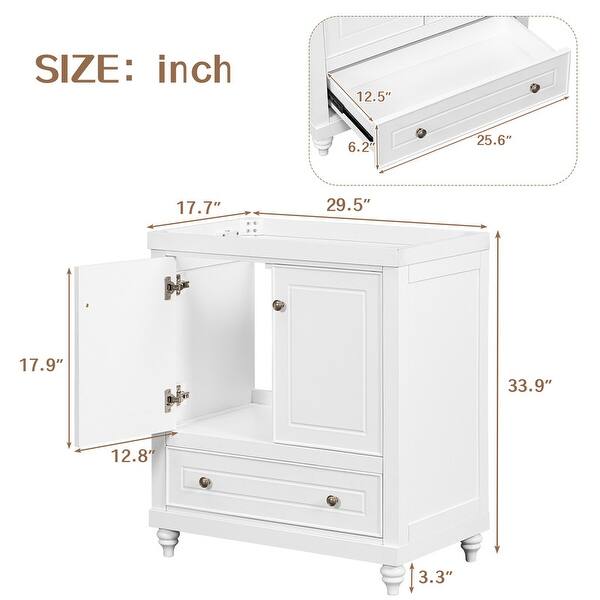 Bathroom Vanity without Sink with Solid Frame and MDF Board,White Bed Bath & Beyond 37915144