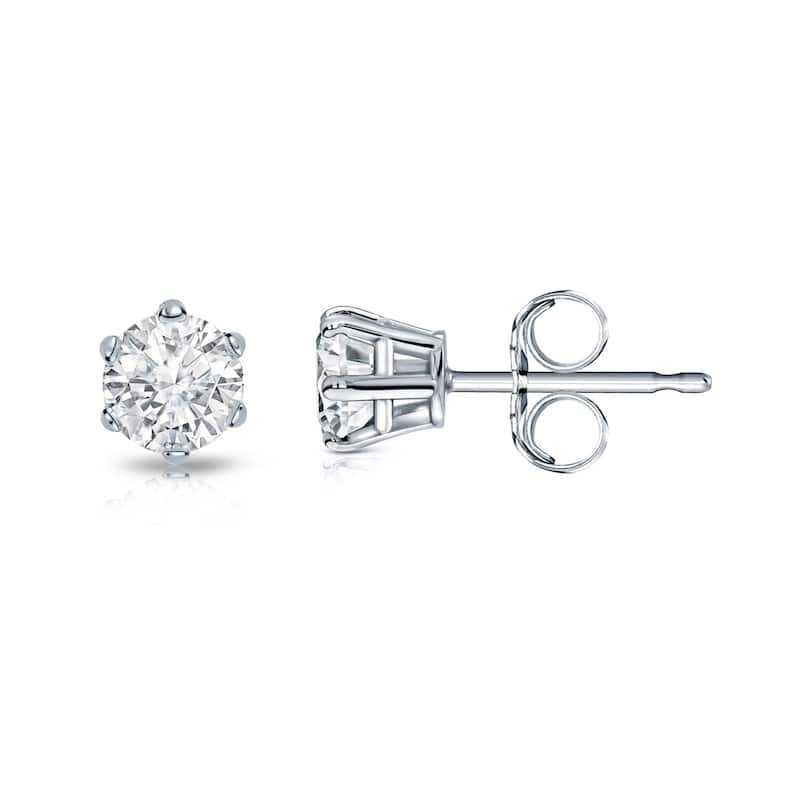 Auriya 1/4ctw Round Diamond Stud Earrings 14k Gold 6-Prong (I-J, I1-I2) - White