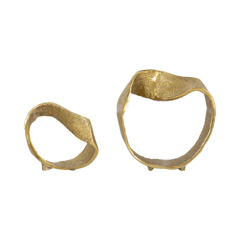 Sagebrook Home Metal Twisted Hammered Ring, Gold, Oval, Textured, Serenity Novelty Figurines