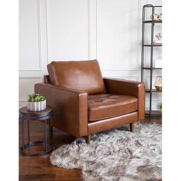 slide 1 of 23, Abbyson Holloway Mid-century Modern Top Grain Leather Armchair