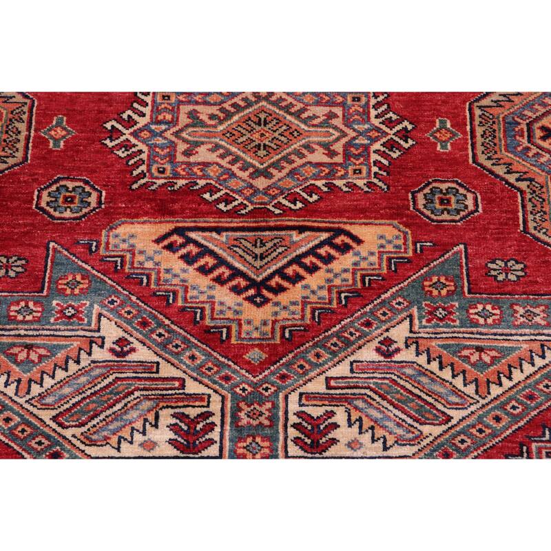 Tribal Super Kazak Alessandra Red/Natural Hand Knotted Wool Rug - 5'11'' x 7'4''