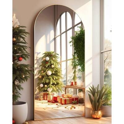 Arched Full Length Mirror, Floor Mirror with Stand, 30"x71" Large Mirror, Wall Mirror Full Length, Gold Floor Length Mirror