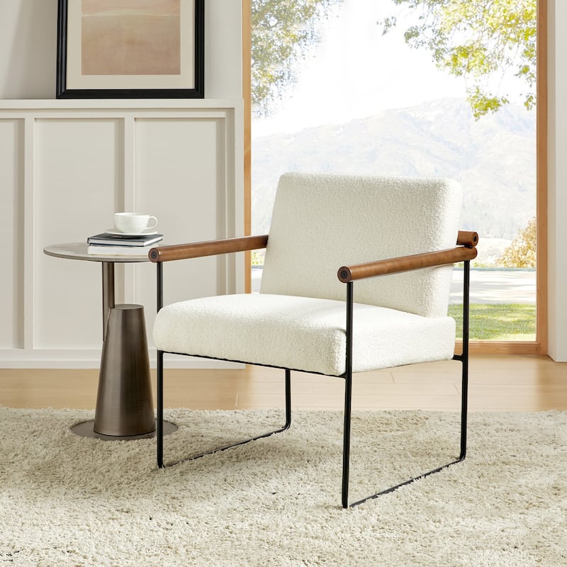 Justo Modern Accent Armchair with Metal Base and Removable Cushion By HULALA HOME