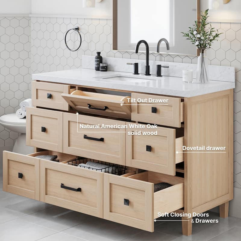 Ariel B55CWRVO Monroe 55" Free Standing Single Basin Vanity Set with