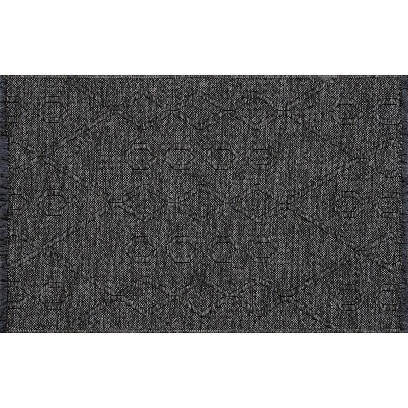 Alameda Solid Color Geometric Machine Washable Indoor Area Rug