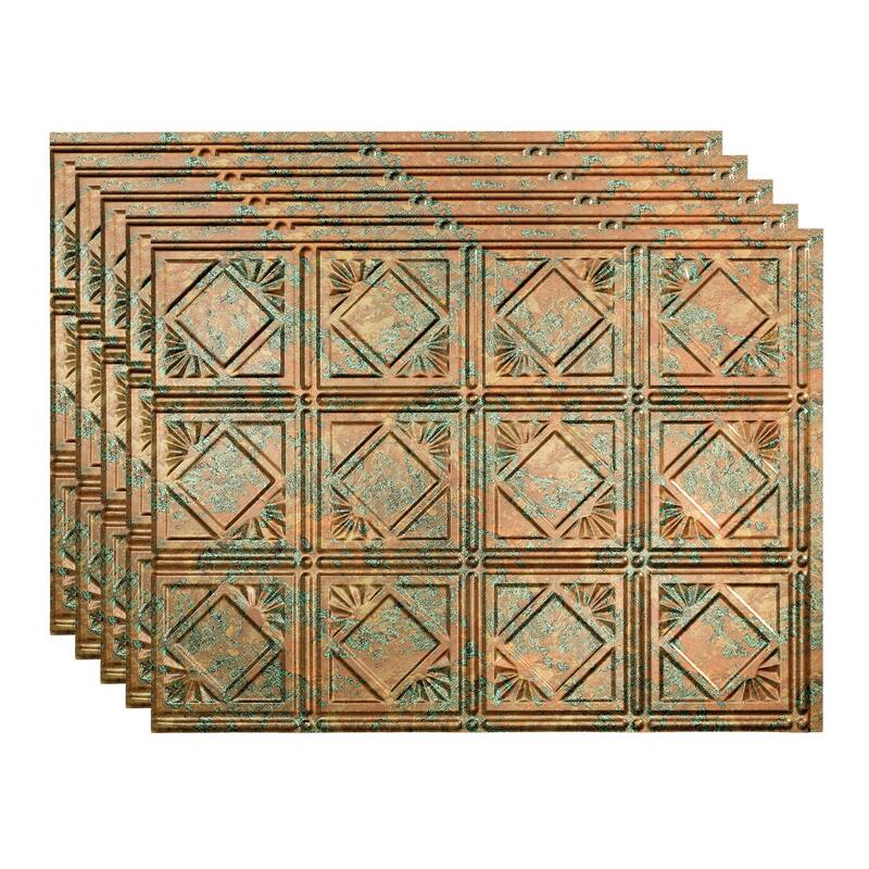 FASÄDE Traditional Style 4 Decorative Vinyl Backsplash Panel - 5 Pack - Copper Fantasy