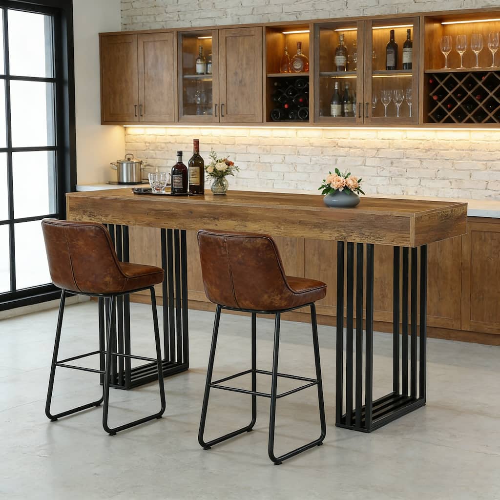 63 Inch Rectangular Long Bar Table