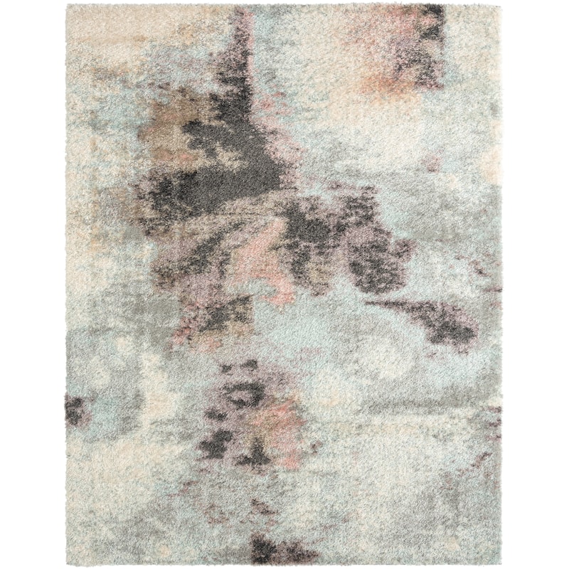 Zenith Abstract Shag Blue/Pink Area Rug - 2' x 3' - Blue/Pink