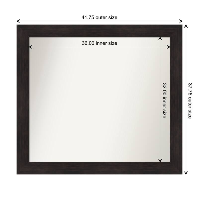 Furniture Espresso Framed Non-Beveled Custom Wall Mirror, Bathroom Vanity Mirror - Outer Size: 41.75 x 37.75
