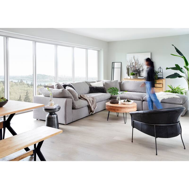 NADAAL STUDIOS Tarian Coffee Table, Round Solid Acacia Wood with Iron Hairpin Legs and Hidden Storage, Natural Finish