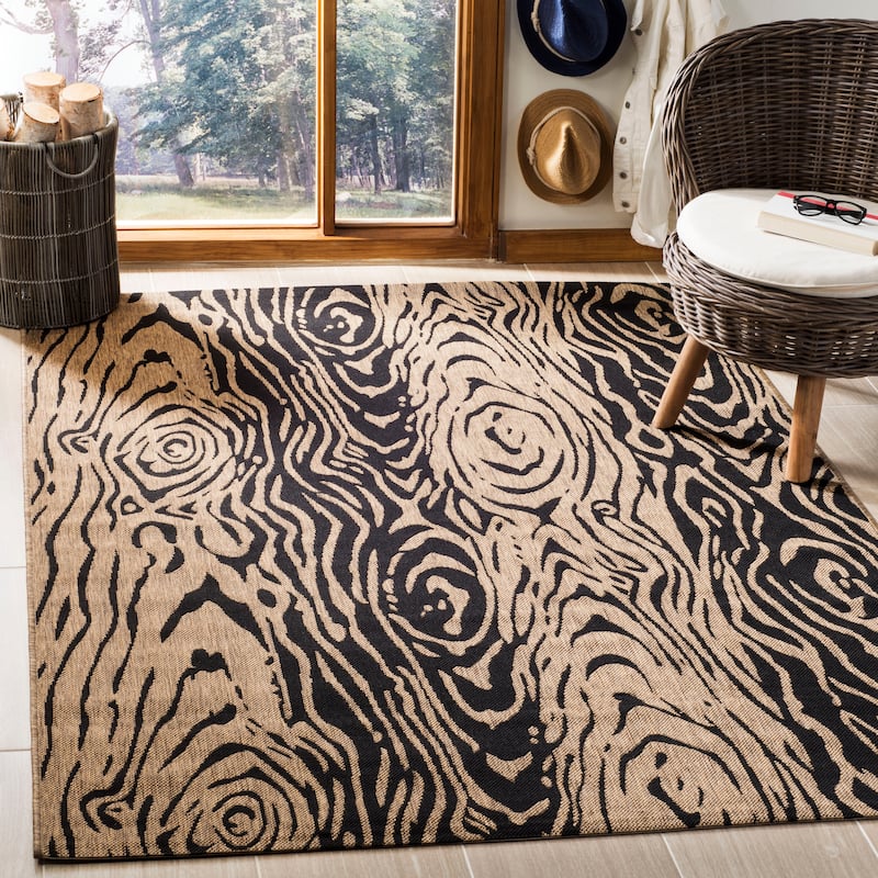 Martha Stewart by SAFAVIEH Layered Faux Bois Indoor/ Outdoor Waterproof Rug