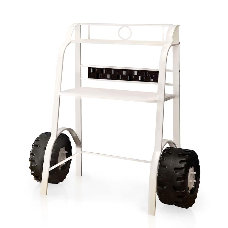 Furniture of America Siln White 2-piece Racing Writing Desk Set