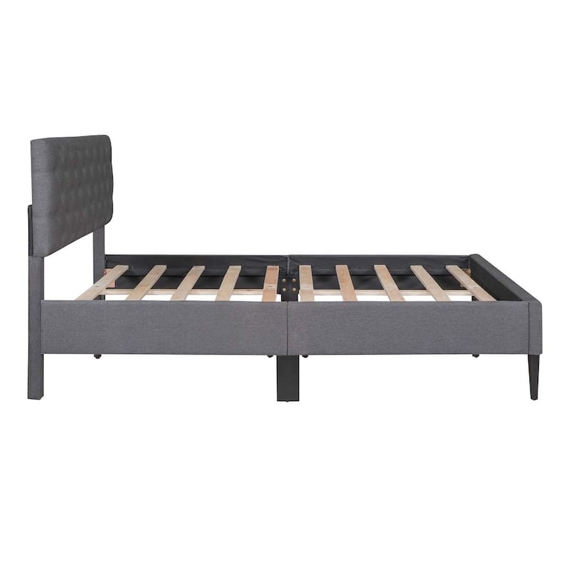 Upholstered Linen Platform Bed