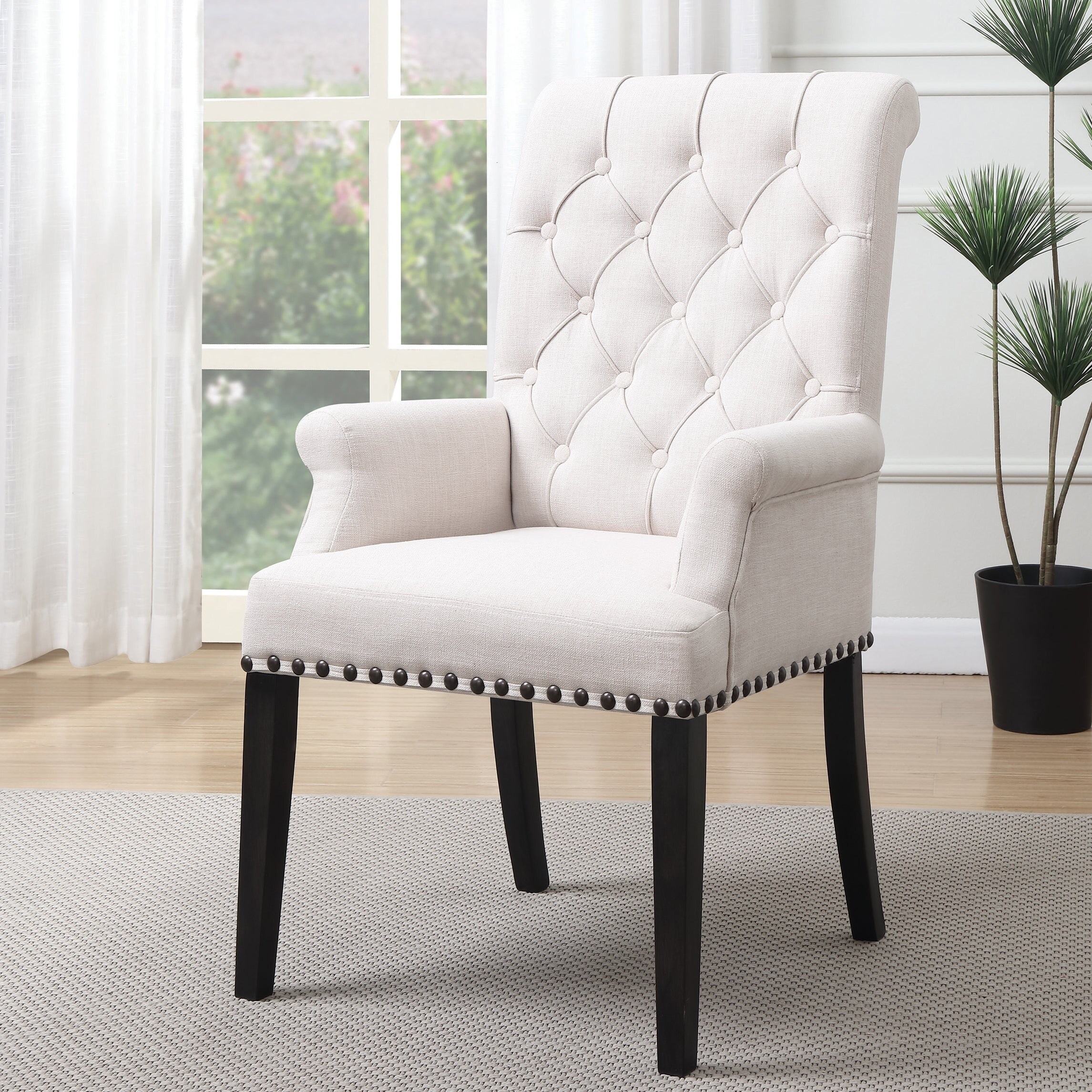 Shop Copper Grove Dakota Light Beige Button Tufted Armchair On Sale Overstock 31060717