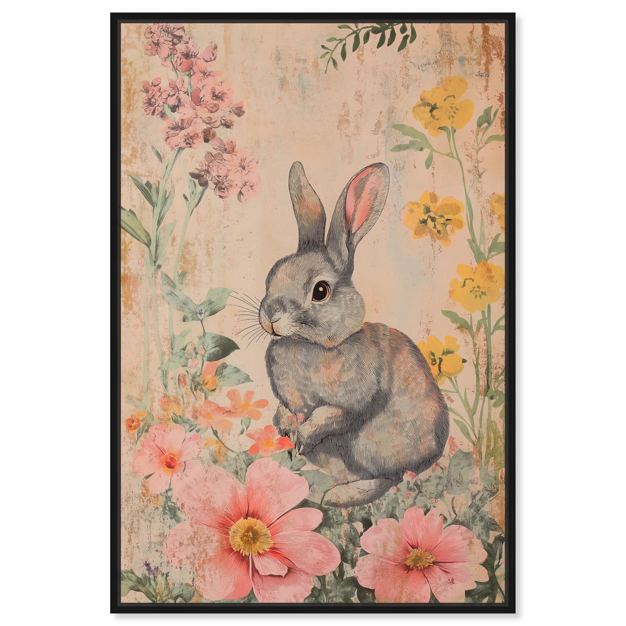 Floral Bunny Canvas by Art Remedy