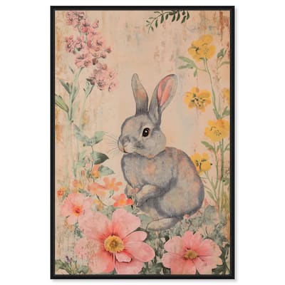 Floral Bunny Canvas by Art Remedy