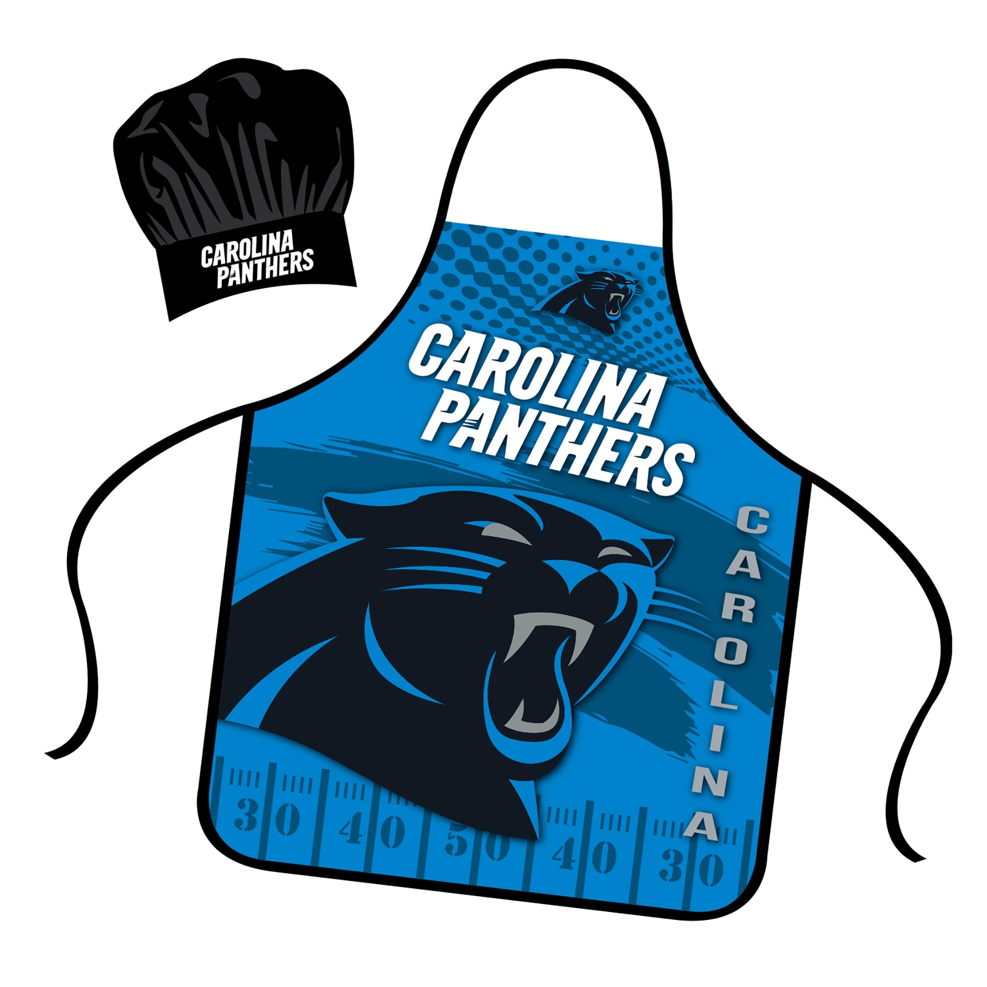 NFL Apron & Chef Hat Set, with Large Team Logo - Carolina Panthers - 31" x 25"