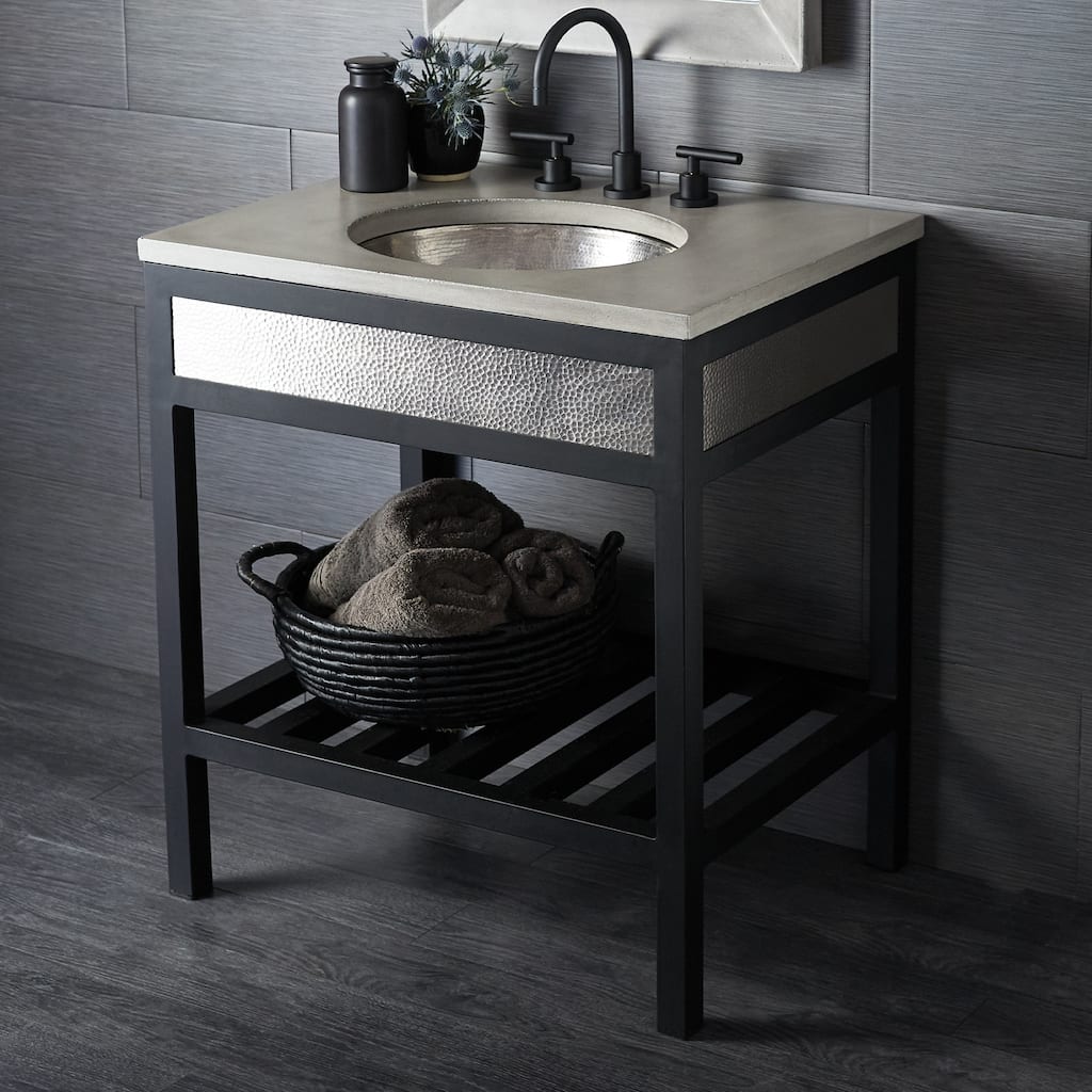 NativeStone Concrete Vanity Top - Oval Sink Cutout with 8" Widespread Faucet Holes (Top Only)