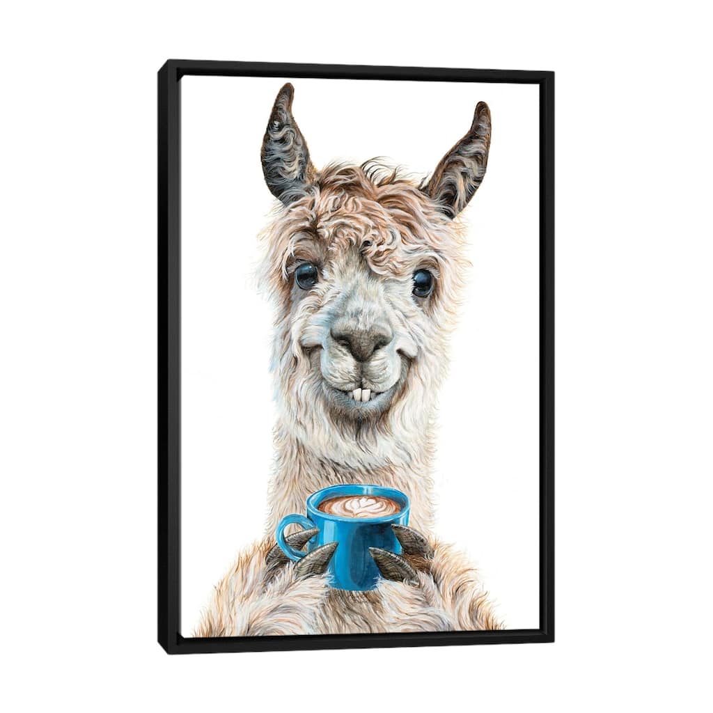 iCanvas "Llama Latte" by Holly Simental Framed Canvas Print
