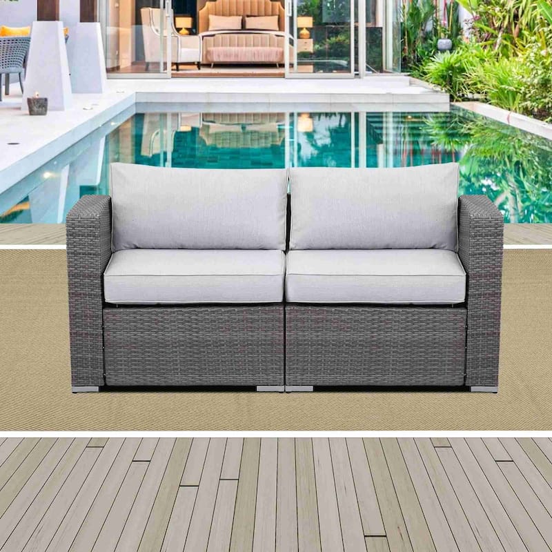 Royalcraft 2 Pieces PE Rattan Wicker Patio Corner Sofas