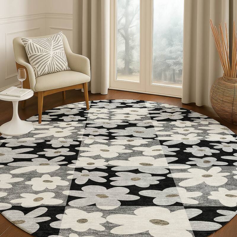 Machine Washable Indoor/ Outdoor Floral Krissy Chantille Rug