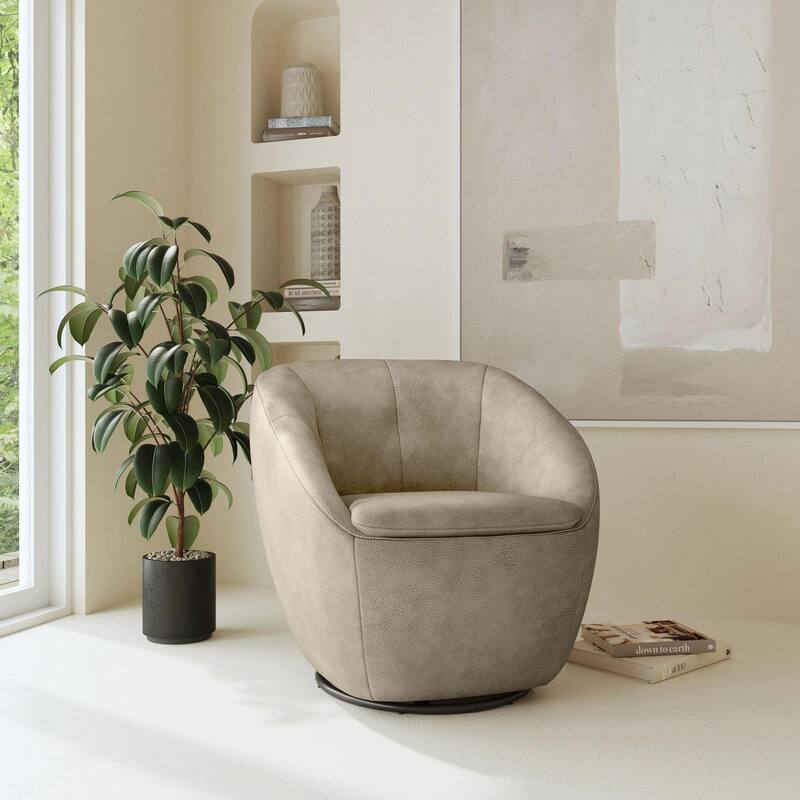 Wade Brown Leather 360° Swivel Chair by Flexsteel - Brown